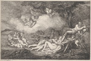 A Mars és az alvó Vénusz Puttival, 1799., 1799. alkotó: Thomas Rowlandson
