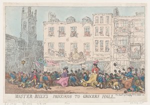 Billy mester körmenete a Grocers Hallba, 1784. március 8., 1784. március 8. alkotó: Thomas Rowlandson