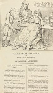 Melpomene mélyponton; illetve: a gyermeki játék védelme a színházi uralkodók részéről alkotó: Thomas Rowlandson