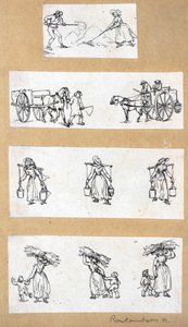 Miniatűr tanulmányok (metszet) alkotó: Thomas Rowlandson