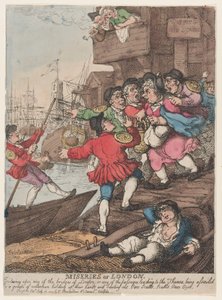 London nyomorúsága: Belépés London bármely hídjára vagy a hágóba..., 1807. július 14. alkotó: Thomas Rowlandson