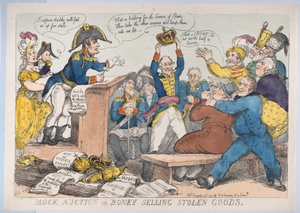 Álárverés vagy lopott holmikat árusító csont, 1813. december 25., 1813. december 25. alkotó: Thomas Rowlandson