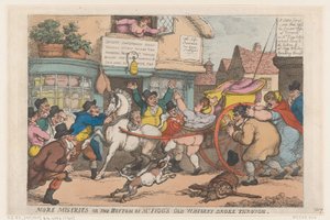 Még több nyomorúság: Figg úr régi whiskys üvegének alja áttört alkotó: Thomas Rowlandson