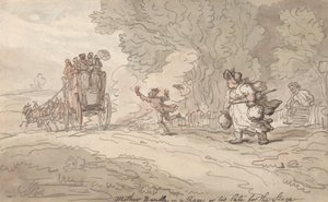 „A dühös anya” vagy „Már késő a színpadra lépni” alkotó: Thomas Rowlandson
