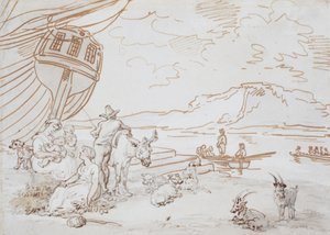 Anya és gyermekei a vízparton alkotó: Thomas Rowlandson