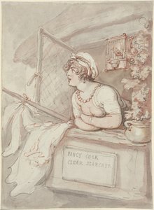 Nancy Cock - áttetsző keményítőt használó vasalónő alkotó: Thomas Rowlandson