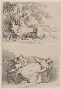 Szunyókálás a vidéken, Szunyókálás a városban, 1785., 1785. alkotó: Thomas Rowlandson