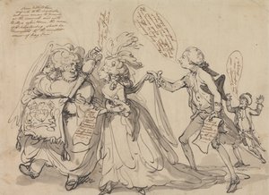 Pitt és szövetségesei a kormányzóságért folytatott harcában alkotó: Thomas Rowlandson