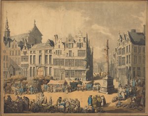 Place de Meir Antwerpenben, 1797. alkotó: Thomas Rowlandson