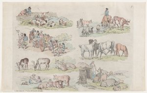 11. tábla, Ábrák, tájak és szarvasmarhák körvonalai...tanulók használatára..., 1791. január 31. alkotó: Thomas Rowlandson