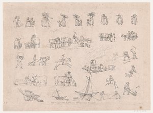 2. tábla, Ábrák, tájak és szarvasmarhák körvonalai...tanulók használatára, jún..., 1790. június 1. alkotó: Thomas Rowlandson
