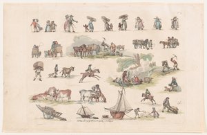 2. tábla, Ábrák, tájak és szarvasmarhák körvonalai...tanulók használatára, Ma..., 1790. március 8. alkotó: Thomas Rowlandson