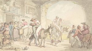 Pleasure of a Poste aux Anes, a Sentimental Travelsből, kb. 1821. alkotó: Thomas Rowlandson