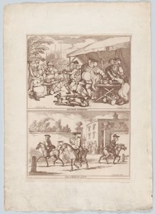 Pot Fair Cambridge, és, The College Gate, 1780-90., 1780-90. alkotó: Thomas Rowlandson