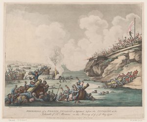 Egy francia invázió próbája a rokkantok előtt a ... szigeteken, 1798. május 18. alkotó: Thomas Rowlandson
