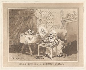 A feltámadás, avagy a megrémült ápolónő alkotó: Thomas Rowlandson