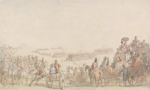 A Light Horse önkéntesekről szóló beszámoló a Wimbledon Commonon alkotó: Thomas Rowlandson