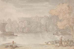 Folyóparti jelenet (a Temze Etonnál) alkotó: Thomas Rowlandson