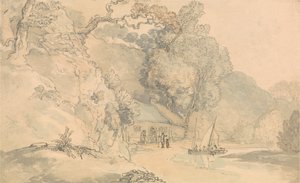 Folyóparti jelenet kis csónakokkal alkotó: Thomas Rowlandson