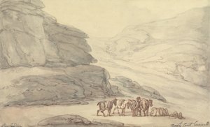 Sziklás jelenet az északi parton, Cornwallban (toll, tinta és akvarell papíron) alkotó: Thomas Rowlandson