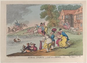 Vidéki sportok: Macska tálban, 1811. április 24., 1811. április 24. alkotó: Thomas Rowlandson