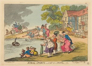 Vidéki sportok. Macska a tálban. 1. szám alkotó: Thomas Rowlandson