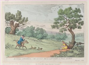Vidéki sportok, avagy egy öreg vakondfogó teljes illatban, [1811], utánnyomás., [1811], utánnyomás. alkotó: Thomas Rowlandson