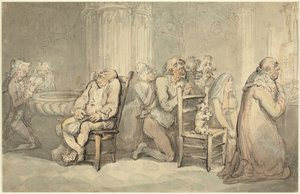 Jelenet egy francia templomban alkotó: Thomas Rowlandson
