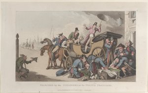 Douanierék keresték a francia határokon, a Journal of Sentimental Travels in..., 1821-ben. alkotó: Thomas Rowlandson