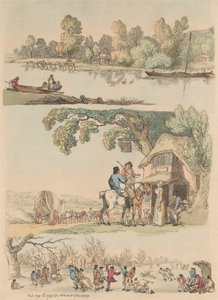 Tizenhat darabos készlet: alakok és tájak körvonalai alkotó: Thomas Rowlandson