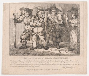 Elindult az Edinburgh-i Boswell festői szépségeiből, második rész, 1786. május 30. alkotó: Thomas Rowlandson