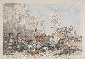 Sir Cecil nemzeti adósság törlesztésére vonatkozó költségvetése alkotó: Thomas Rowlandson