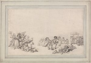 Korcsolyázás a Serpentine-tavon alkotó: Thomas Rowlandson