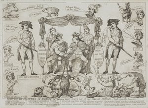 Európai politikai áttekintés, 1786. január 24. – a porosz király születésnapja alkotó: Thomas Rowlandson