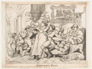 A sportolók csarnoka, avagy a rókavadászok pihenése alkotó: Thomas Rowlandson
