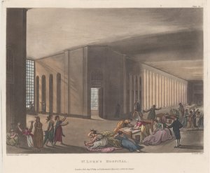 A Szent Lukács Kórház elmebetegek számára, Ackermann "London mikrokozmosza" című művéből. alkotó: Thomas Rowlandson