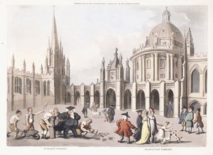 Szt. Mária templom és Radclivian Könyvtár, 1809-1811 alkotó: Thomas Rowlandson