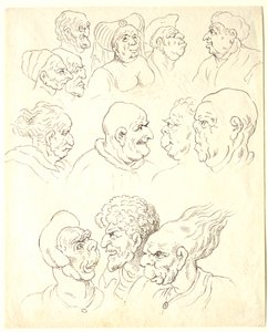 Groteszk fejtanulmányok alkotó: Thomas Rowlandson