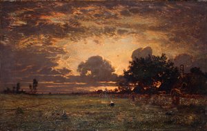 Naplemente a Barbizon-síkság felett,