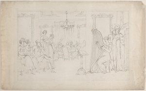 Édes a hang, melynek ereje megmozgat S a csavargó szívet szerelemre hívja..., 1817. szeptember 1. alkotó: Thomas Rowlandson