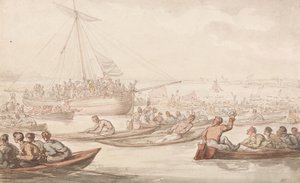 Az éves sculling verseny Doggett kabátjáért és jelvényéért alkotó: Thomas Rowlandson