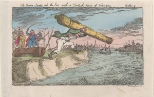 A báró a tengerbe ugrik egy török hadirenddel, [1809], re..., [1809], 1811-ben újra kiadták. alkotó: Thomas Rowlandson