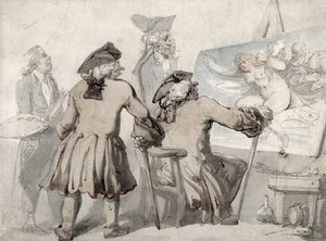 The Connoisseurs, 1790 körül (toll, tinta és akvarell grafittal, szőtt papíron) alkotó: Thomas Rowlandson