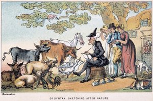 A Doktor haszonállatokat merít a természetből – a Doctor Syntax három körútján: a festői vigasztalás és feleség keresésében” William Combe, ill. Rowlandson alkotó: Thomas Rowlandson