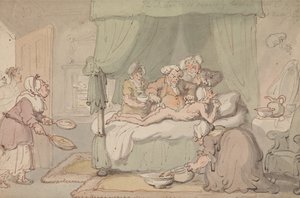 „Az orvos olyan súlyos zúzódásokat szenvedett, hogy a köpölyözést szükségesnek ítélték” alkotó: Thomas Rowlandson