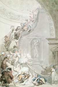 A „Stare-Case” kiállítás, Somerset House, 1800 körül (akvarell szürke és barna mosással, papíron) alkotó: Thomas Rowlandson