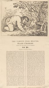 A híres fekete szénrakodó, Black Charley, aki a csodálatos szénbánya bejáratába tekint alkotó: Thomas Rowlandson