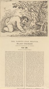 A híres fekete szénhordár, Black Charley, aki a csodálatos szénbánya nyílásába tekint alkotó: Thomas Rowlandson