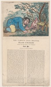 The Famous Coal Heaver Black Charley, aki a csodálatosak szájába néz..., 1805. február 25. alkotó: Thomas Rowlandson