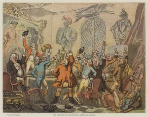 A rókavadászat humora, 1788, a vacsora (chromolitho) alkotó: Thomas Rowlandson